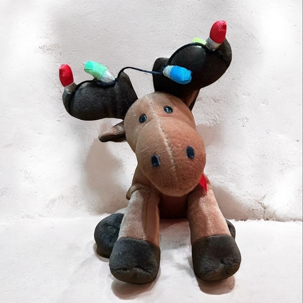 Fiesta Vintage Christmas Moose with Satin Christmas Lights Plush 9” Floppy BB